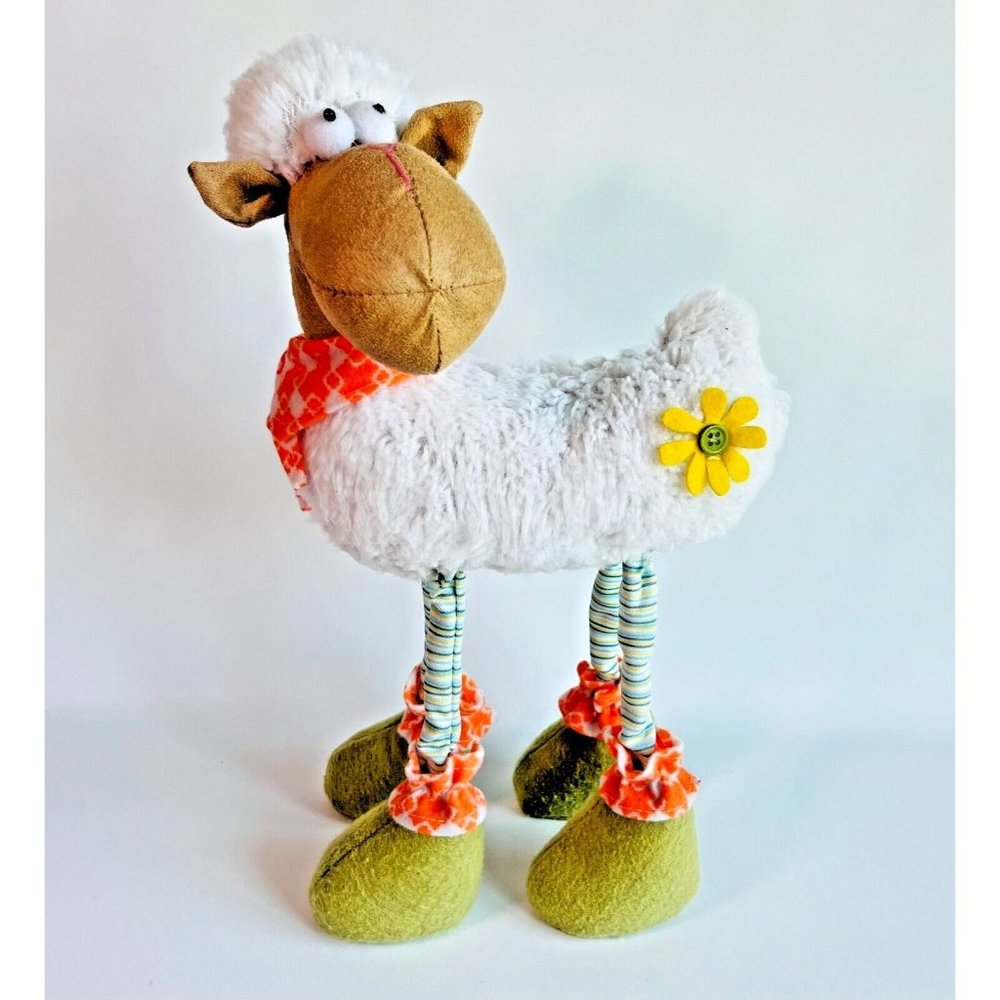 Long Legs Standing Sheep Plush Fluffy white coat flower Joelson Industries 2016